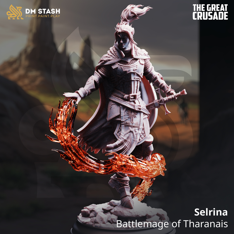 Selrina - Battlemage of Tharanais | 3D Printed Miniature | DM Stash