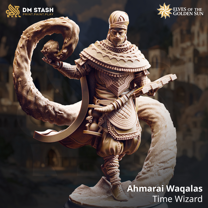 Ahmarai Waqalas - Time Wizard | 3D Printed Miniature | DM Stash