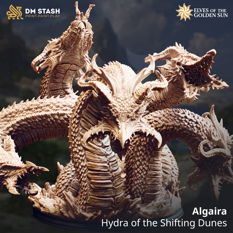 Algaira - Hydra of the Shifting Dunes | 3D Printed Miniature | DM Stash