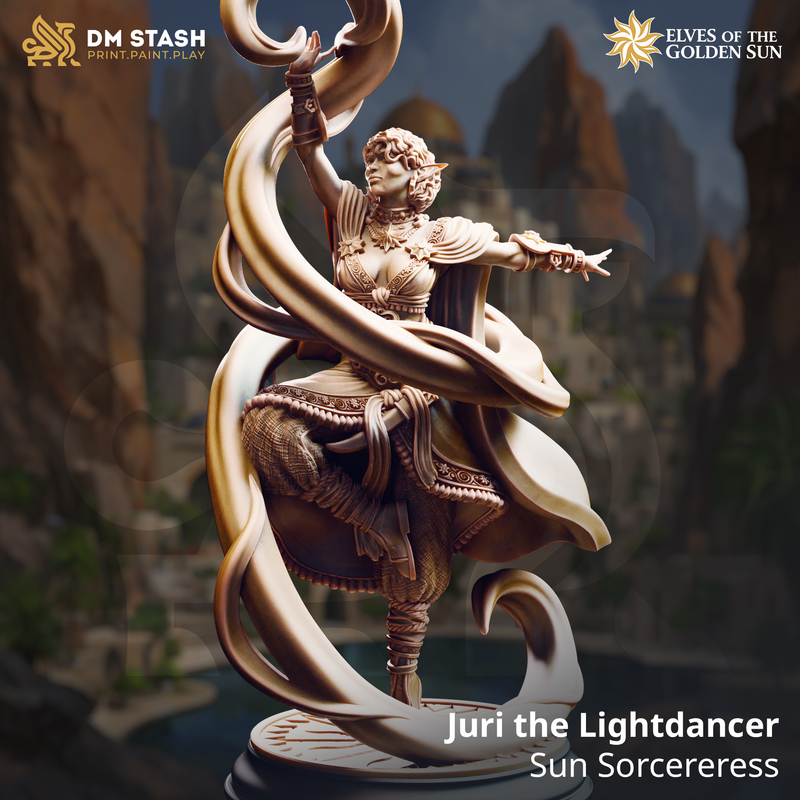 Juri the Lightdancer - Sun Sorceress | 3D Printed Miniature | DM Stash
