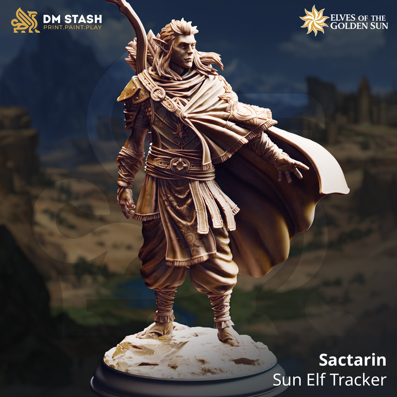 Sactarin - Sun Elf Tracker | 3D Printed Miniature | DM Stash