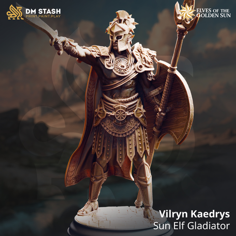Vilryn Kaedrys - Sun Elf Gladiator | 3D Printed Miniature | DM Stash