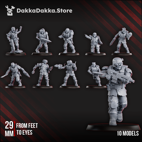 Diseased Planetary Guard x10 | Grimdark Sci-Fi Miniature | 3D Printed | Dakka Dakka