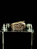 Baroque Skull Ring hand-cast ancient brass detail view