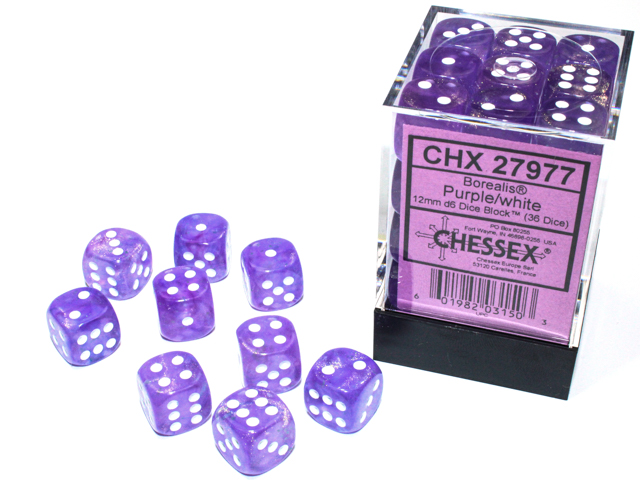 Chessex Borealis 12mm d6 Dice Block (36 Count)
