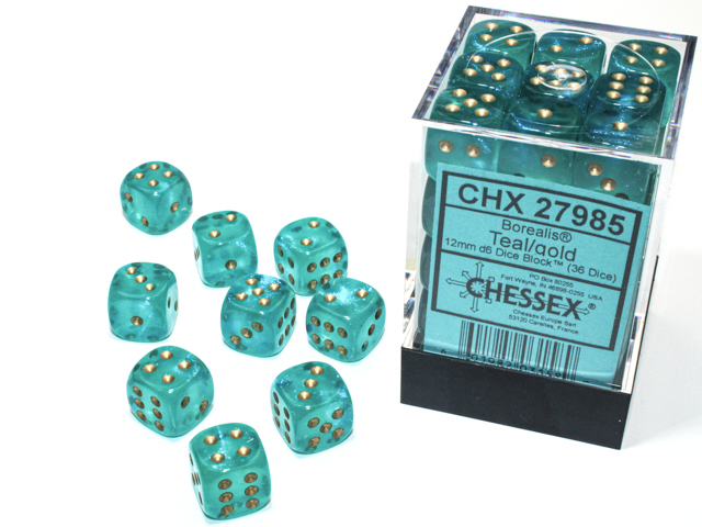 Chessex Borealis 12mm d6 Dice Block (36 Count)