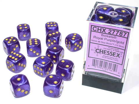 Chessex Borealis 16mm d6 Dice Block (12 Count)