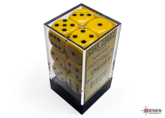 Chessex Opaque 16mm d6 Dice Block (12 Count)