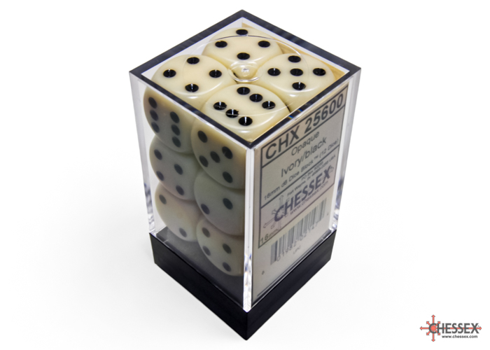 Chessex Opaque 16mm d6 Dice Block (12 Count)