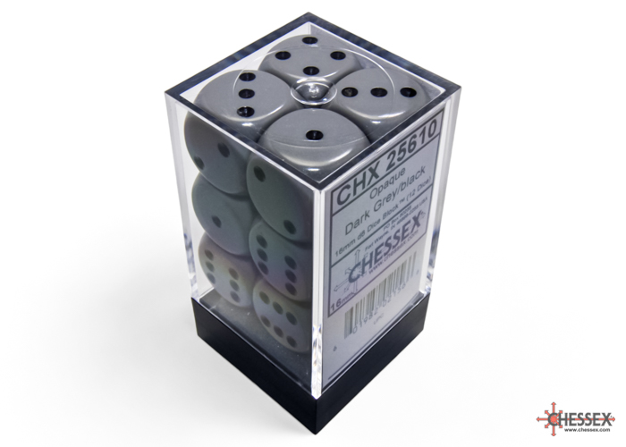 Chessex Opaque 16mm d6 Dice Block (12 Count)
