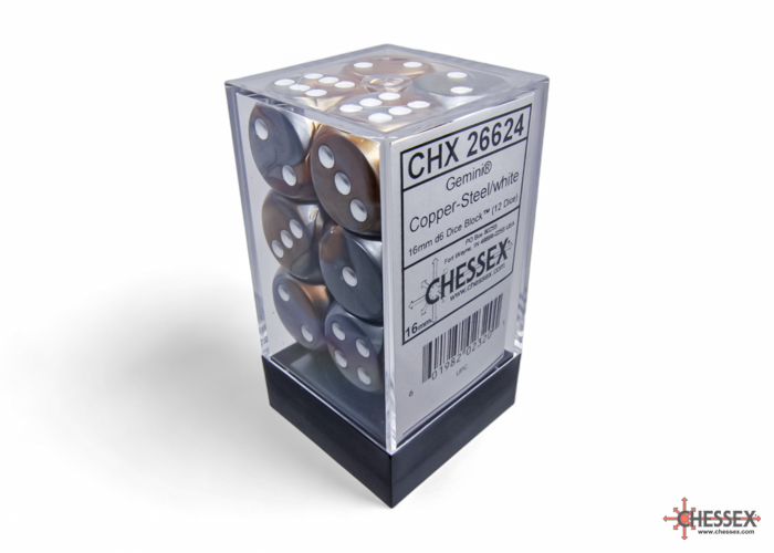 Chessex Gemini 16mm d6 Dice Block (12 Count)