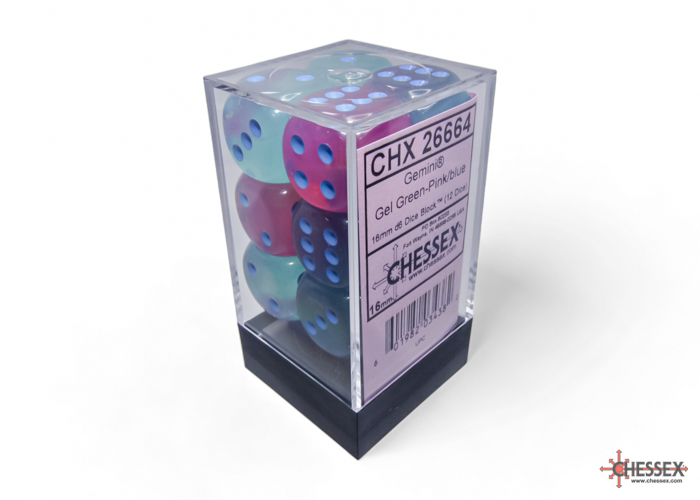 Chessex Gemini 16mm d6 Dice Block (12 Count)
