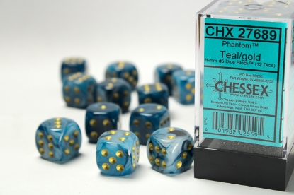 Chessex Phantom 16mm d6 Dice Block (12 Count)