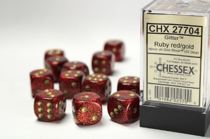 Chessex Glitter 16mm d6 Dice Block (12 Count)