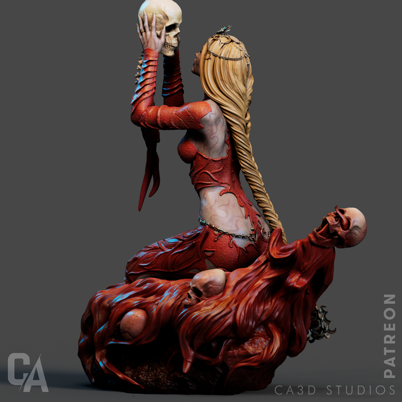 Orin the Red Resin Statue - view 3