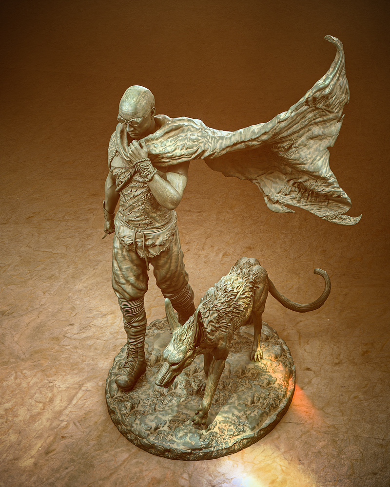 Riddick with Jackal Resin Statue - view 2