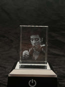 Scarface Tony Montana Portrait 2D K9 Crystal Engraving – 60 × 40 × 40 mm