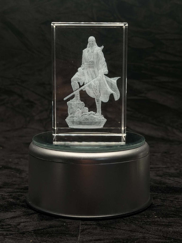 Qui-Gon Jinn Full Figure 3D K9 Crystal Engraving – 50 × 50 × 80 mm