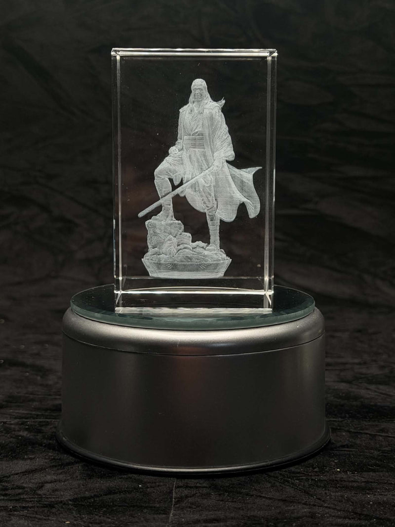 Qui-Gon Jinn Full Figure 3D K9 Crystal Engraving – 50 × 50 × 80 mm