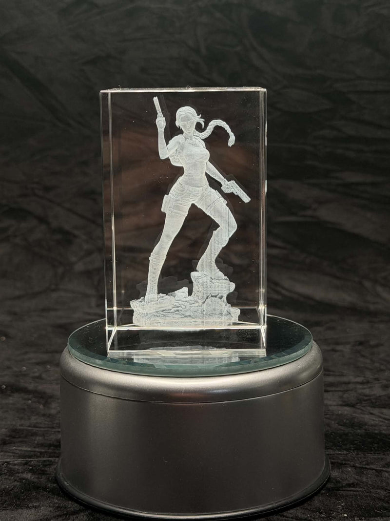 Tomb Raider Lara Croft 3D Crystal Engraving – Gaming Laser Crystal Display