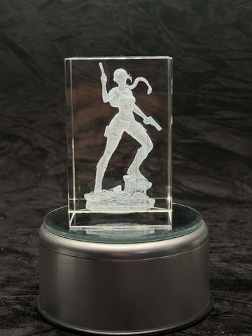 Tomb Raider Lara Croft 3D Crystal Engraving – Gaming Laser Crystal Display