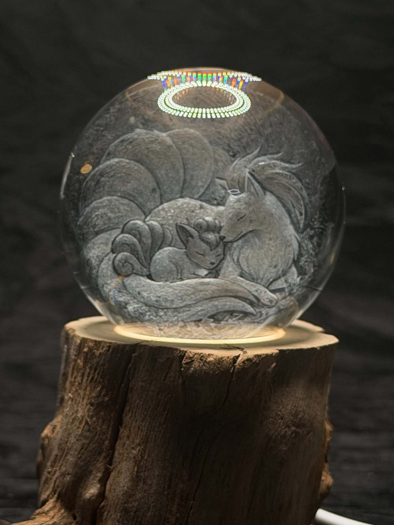 Ninetales and Vulpix K9 Crystal Sphere – 60 mm diameter