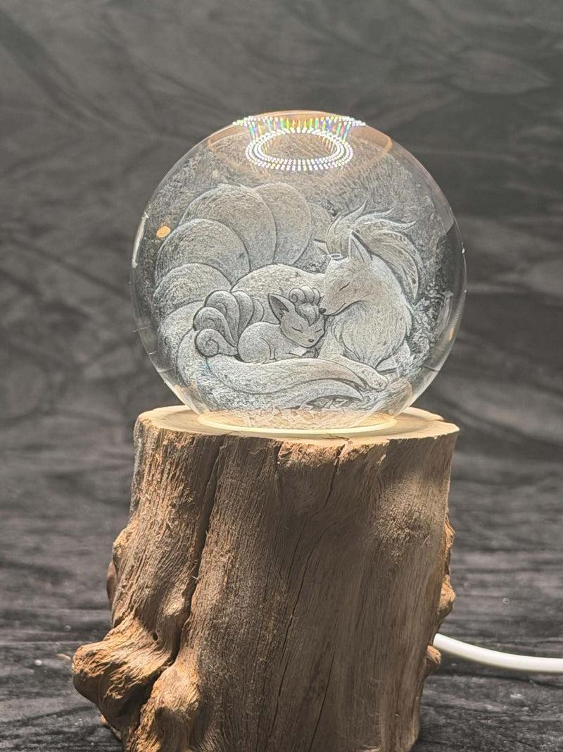 Ninetales and Vulpix K9 Crystal Sphere – 60 mm diameter