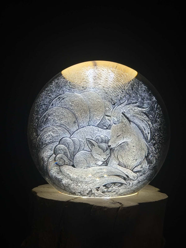 Ninetales and Vulpix K9 Crystal Sphere – 60 mm diameter