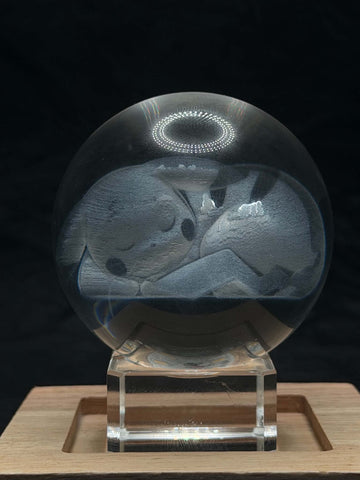 Sleeping Pikachu 3D Crystal Ball Pokemon Laser Engraved Collectible Display
