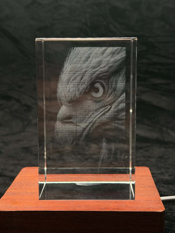 Eagle Portrait 2D K9 Crystal Engraving – 60 × 40 × 40 mm