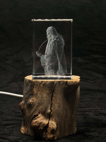 Gandalf 3D Laser Engraved Crystal Lord of the Rings LOTR Wizard Collectible