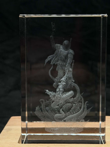 Boba Fett Rancor 3D Laser Engraved Crystal Star Wars Display Collectible