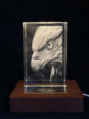 Eagle Portrait 2D K9 Crystal Engraving – 60 × 40 × 40 mm
