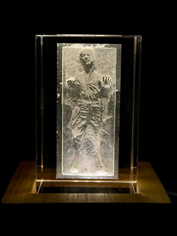 Han Solo Carbonite 3D Crystal Engraving – Star Wars Laser Crystal Display