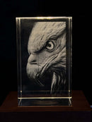 Eagle Portrait 2D K9 Crystal Engraving – 60 × 40 × 40 mm