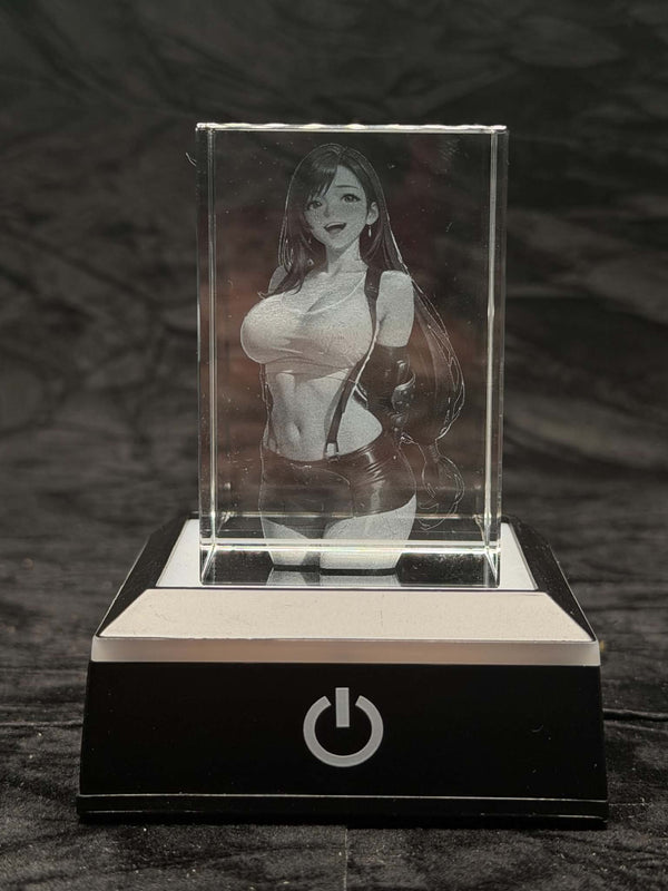 Tifa Lockhart Portrait 2D K9 Crystal Engraving – 60 × 40 × 40 mm