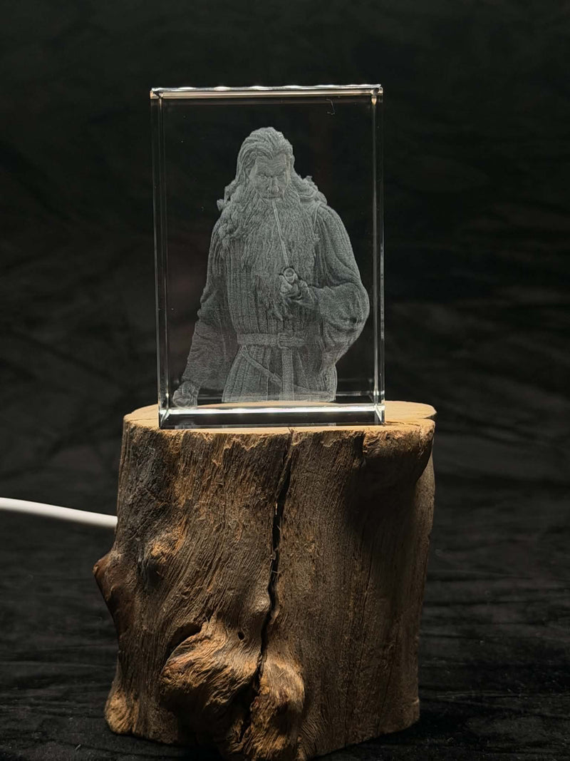 Gandalf 3D Laser Engraved Crystal Lord of the Rings LOTR Wizard Collectible
