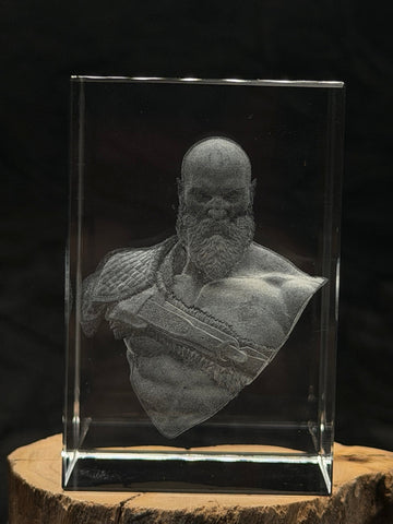 Kratos 3D Crystal Engraving God of War Character Bust