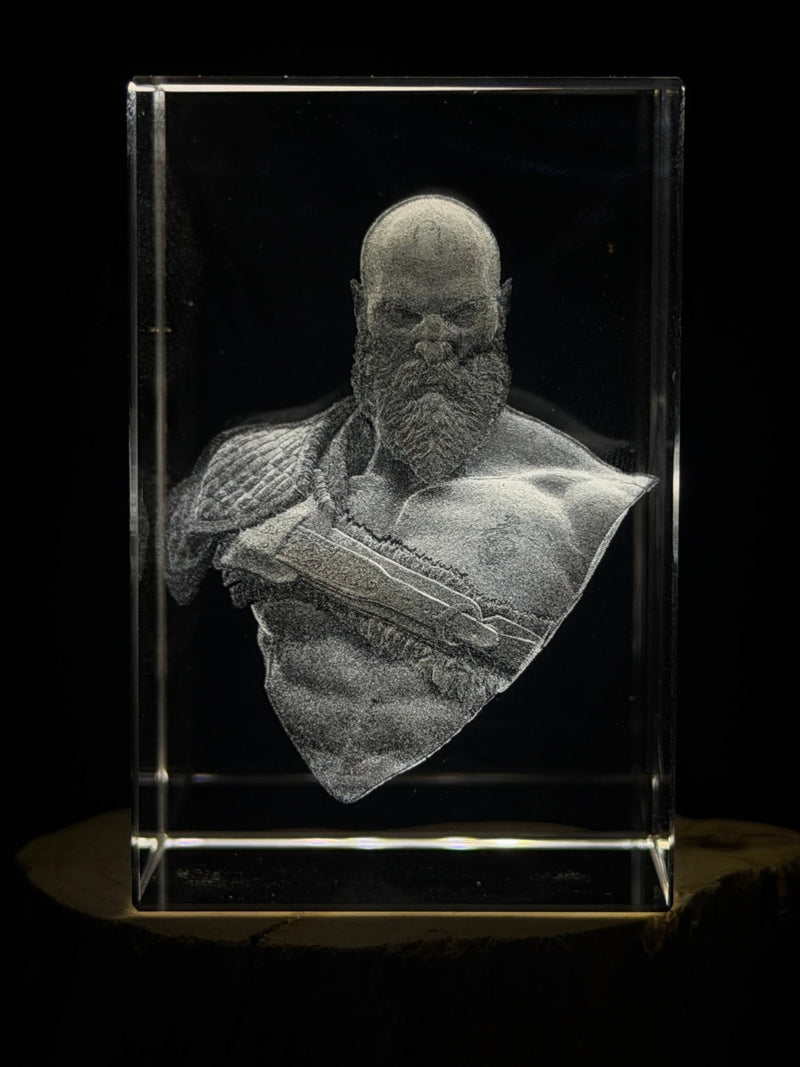 Kratos 3D Crystal Engraving God of War Character Bust