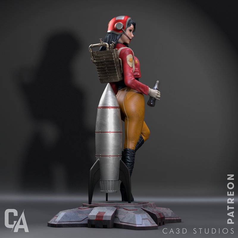 Retro Astronaut Resin Statue - view 4