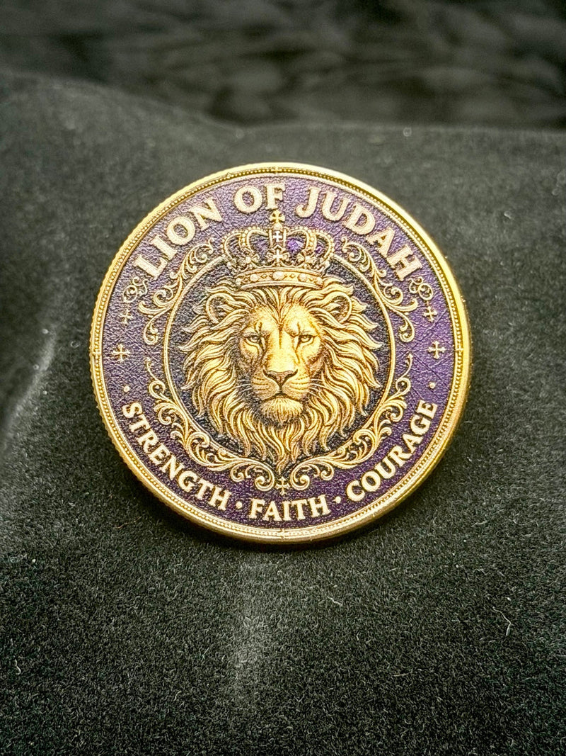 Lion of Judah Coin 40mm Full Color Christian Faith Art Medallion