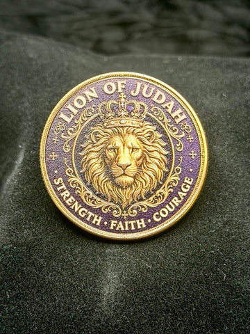 Lion of Judah Coin 40mm Full Color Christian Faith Art Medallion