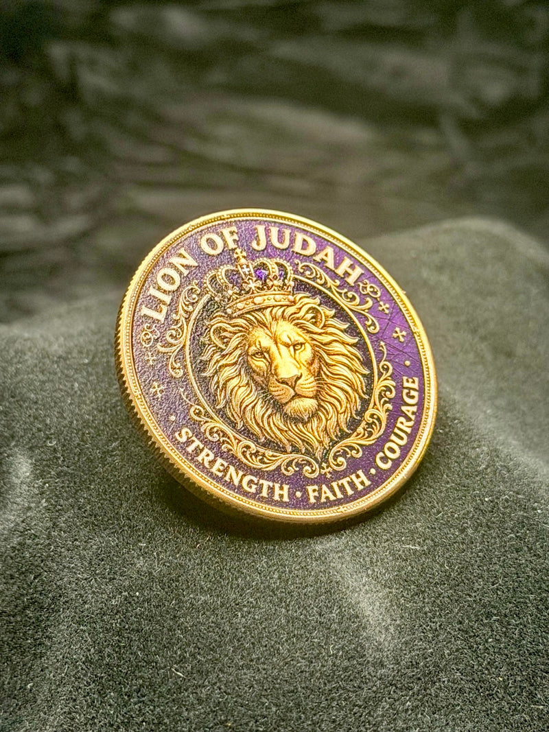 Lion of Judah Coin 40mm Full Color Christian Faith Art Medallion