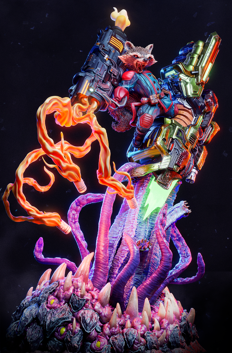 Rocket Raccoon Resin Statue - view 3