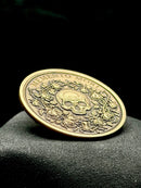 Memento Mori Coin 40mm Brass Engraved Skull Roses Stoic EDC Art Medallion