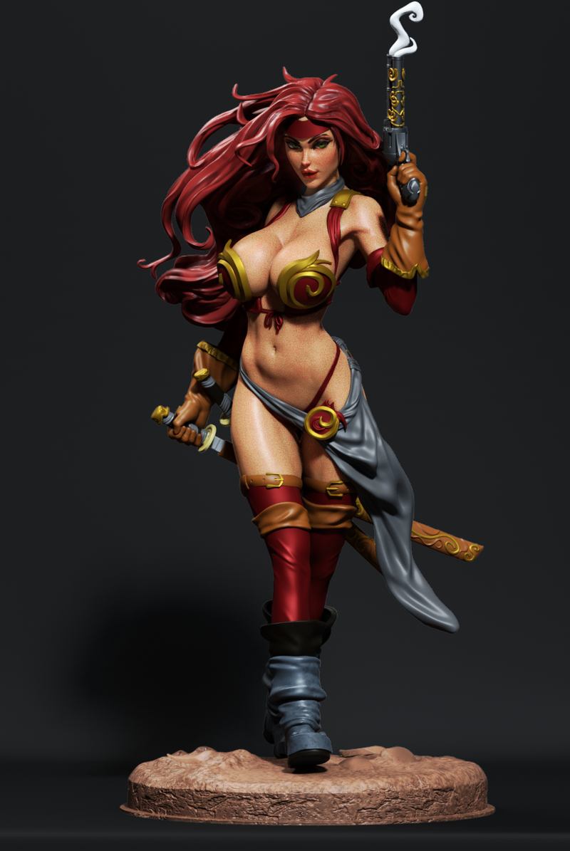 Red Monika Resin Statue - view 2