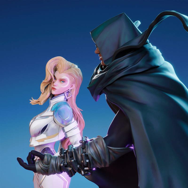 Cloak and Dagger Resin Statue - view 2