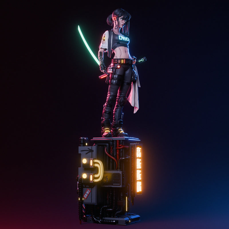 Cyber Samurai Resin Statue - view 3