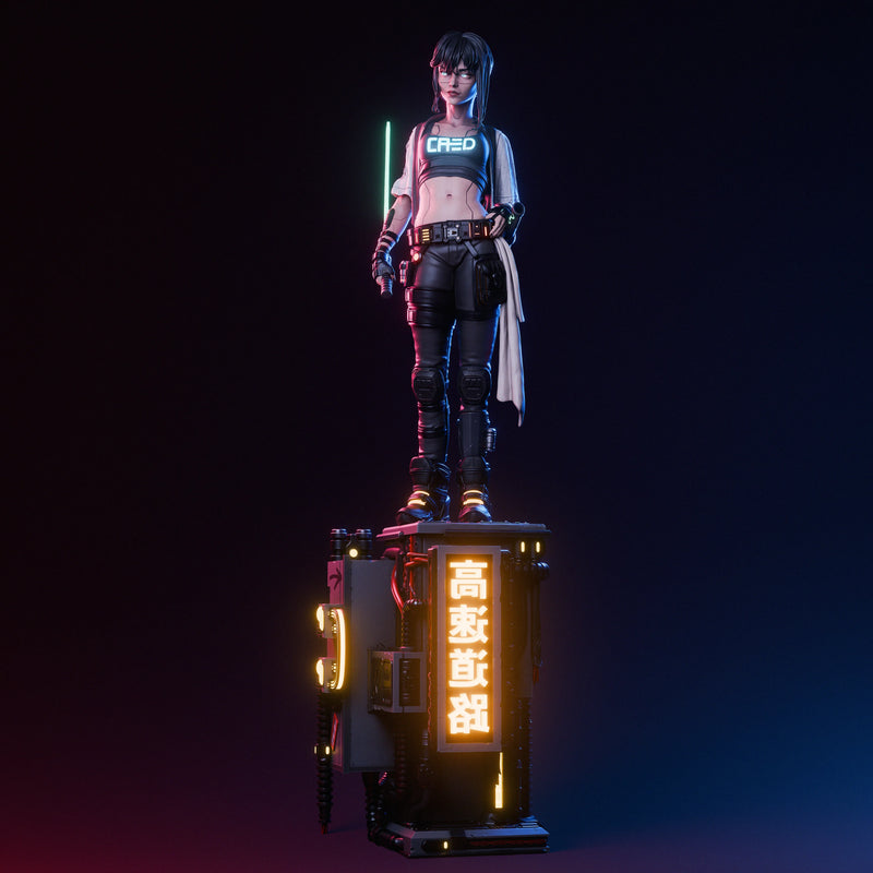 Cyber Samurai Resin Statue - view 4
