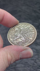 Memento Mori Coin 40mm Brass Engraved Skull Roses Stoic EDC Art Medallion
